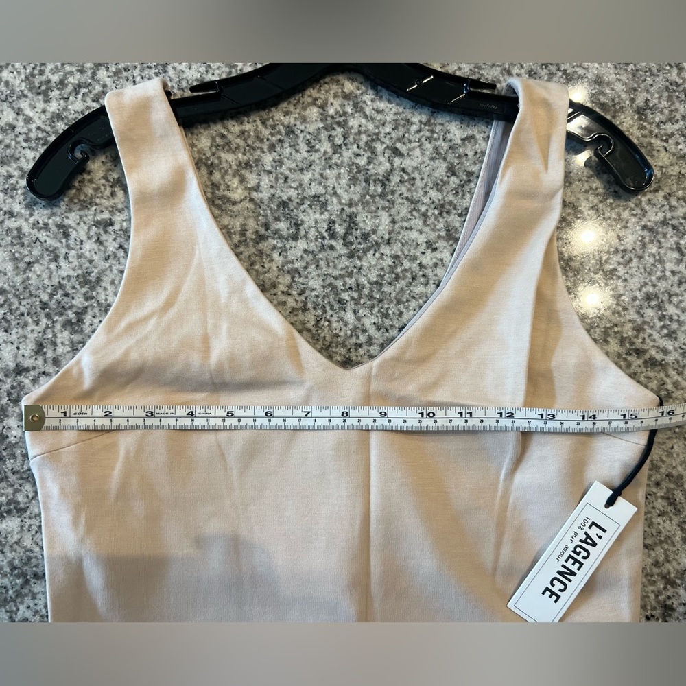 L’AGENCE Cream/Tan V Neck Bodycon Sleeveless Dress Mermaid-Trumpet Silhouette Lg - Picture 3 of 6